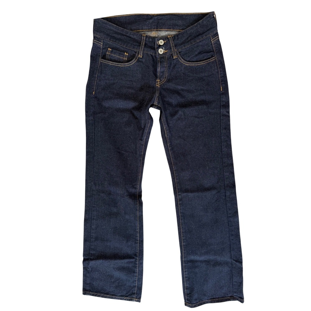J. Galt Womens Straight Leg Jeans XS Blue Dark Wash Denim Double Button Casual